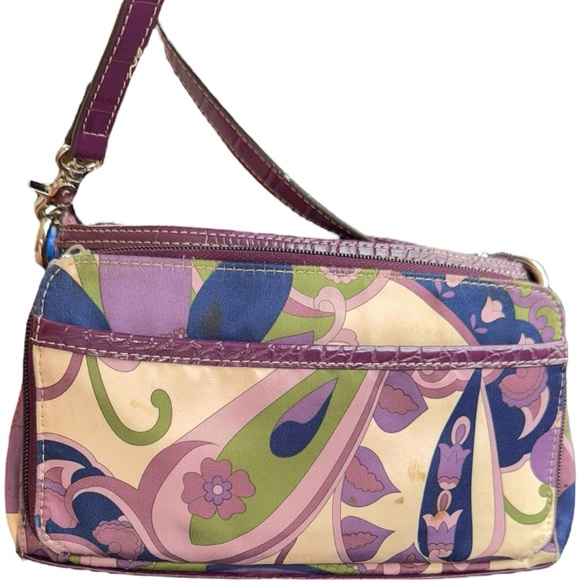 Y2K VTG RARE KATHY VAN ZEELAND CROSSBODY MINI BAG PURPLE/MULTICOLORED FAUX LEATH - Picture 5 of 16